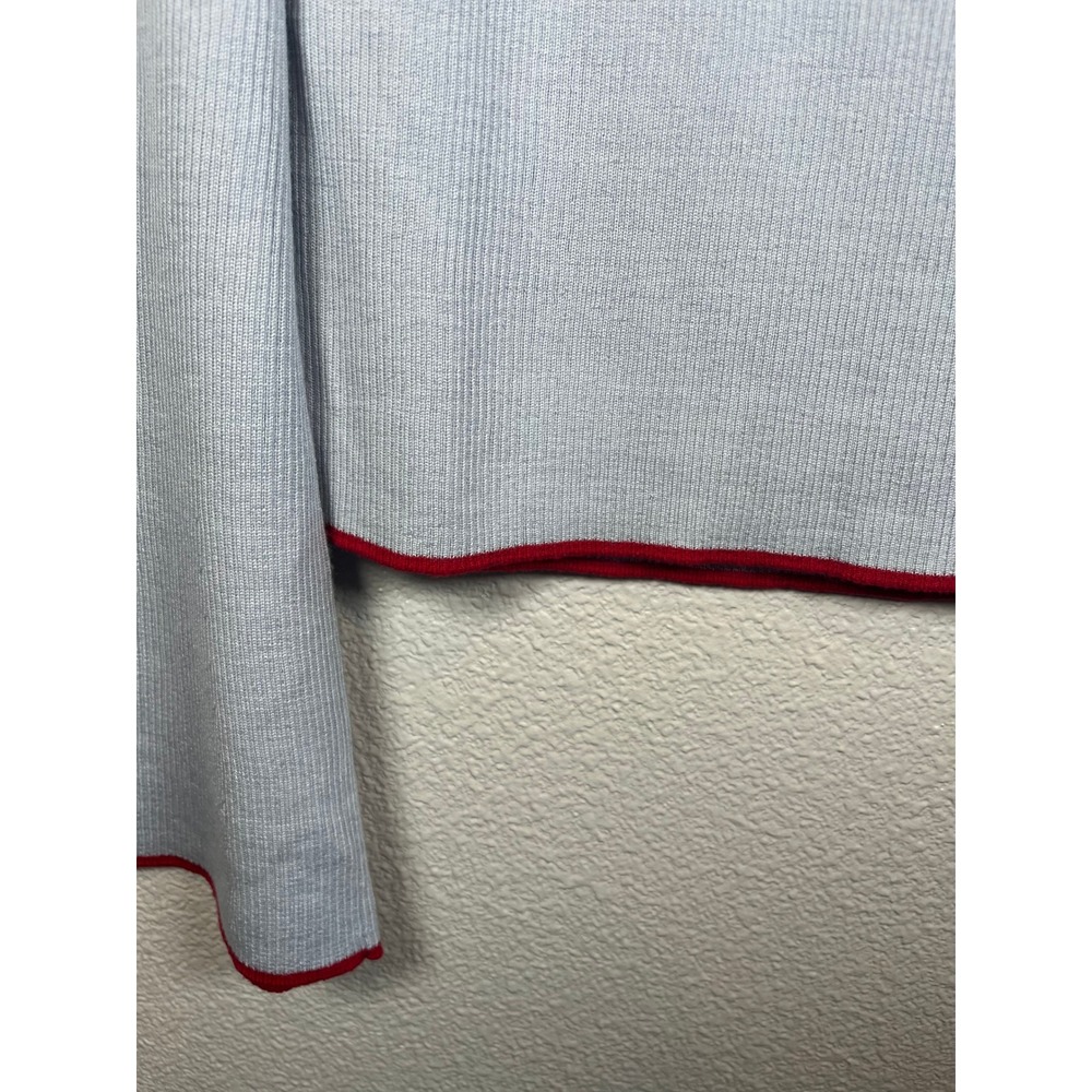 NWT Madewell Flared-Sleeve Boatneck Sweater Merino Wool-Silk Blend Blue Red XL - Picture 7 of 10